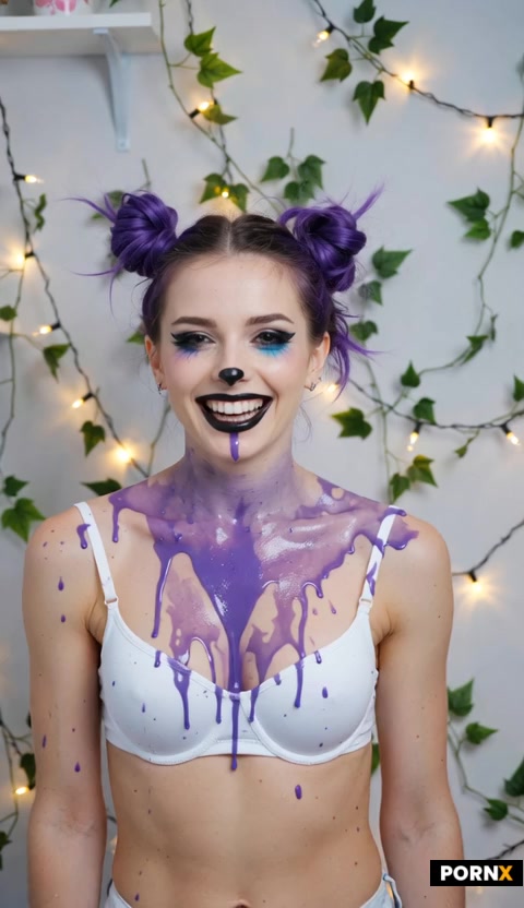 Beautiful Goth woman with purple hair