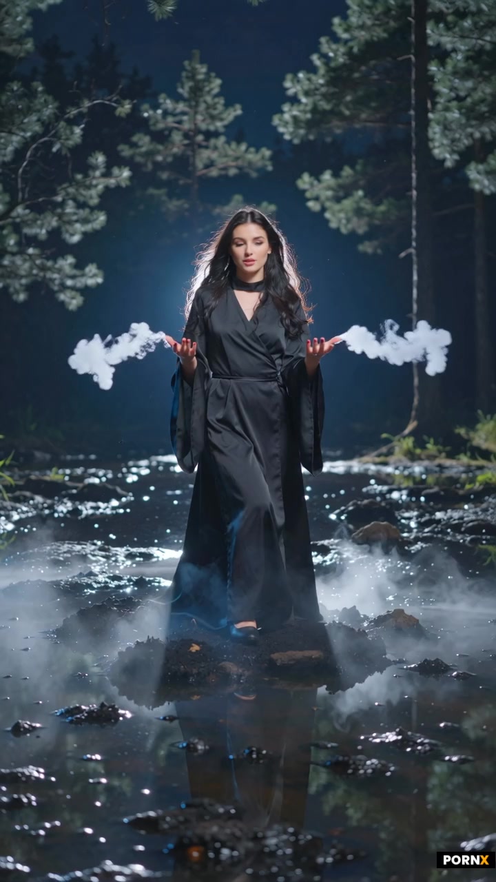 scene_description: an attractive and yet mysterious necromancer stands in the middle of a swamp at n
