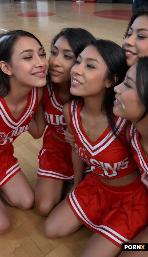 Four 20 years old skinny beautiful dark skinned asian women