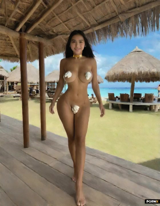 She walks over towards me smiling as the whipped cream drips down her body