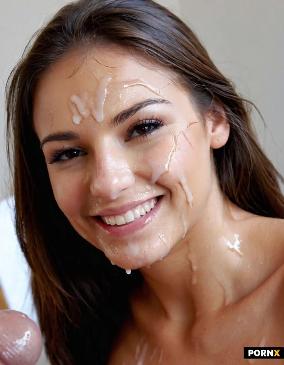 A big cock ejaculates a huge load of cum on her face