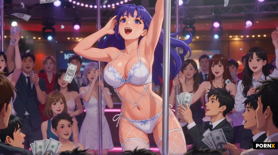 scene_description: A beautiful 25-year-old Japanese woman on stage in night club
